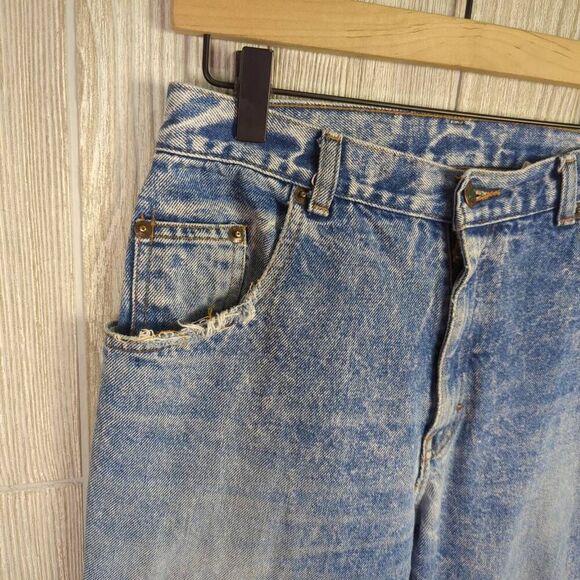 Vintage Sasson Mens Size 32x30 Zip Fly Denim Jeans Blue Distressed Straight Leg - Picture 3 of 8